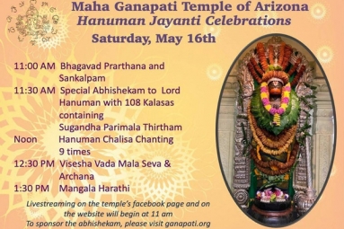 Hanuman Jayanthi Celebrations - Maha Ganapati Temple of Arizona