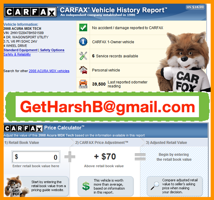 CARFAX and AUTOCHECK Reports 24x7 INSTANTLY