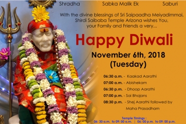 Happy Diwali - Shirdi Saibaba Temple Arizona