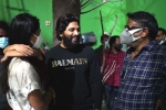 Allu Arha movie, Allu Arha in Shaakuntalam, allu arjun pays a surprise visit for his daughter, Sneha