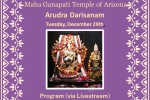 Arudra Darisanam in Maha Ganapati Temple of Arizona, Arizona Upcoming Events, arudra darisanam maha ganapati temple or arizona, Sribhaskar mahadevan