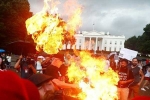 american independence day, white house, 2 protesters arrested for burning u s flag outside white house on american independence day, American independence day