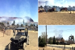 House burnt, Fire in Arizona, evacuation of community east of flagstaff forced by brush fire, Tiffany co