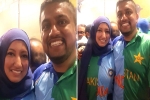 Half-And-Half Indo-Pak Jerseys, wife is from India and husband is Pakistani, ind vs pak icc world cup 2019 indian pakistani couple spotted wearing half and half indo pak jerseys, Icc world cup 2019