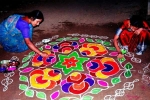 making rangoli outside the house, importance of rangoli in sankranthi, spiritual and cultural significance of making rangoli outside the house, Positive energy