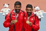 medal, Asian Games 2018, asian games 2018 rohan bopanna divij sharan clinch men s doubles gold in tennis, Divij sharan