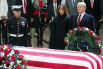 Trumps, Trump respects to bush, trumps pay last respect to late president bush at u s capitol, John mccain