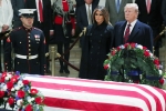Trump pays last respect to Bush, white house, trumps pay last respect to late president bush at u s capitol, Mccain