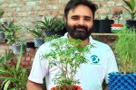 nri Entrepreneurs, nri nitin lalit, young nri entrepreneur returns to his native place with an intent to save water in gardening, Potted plants