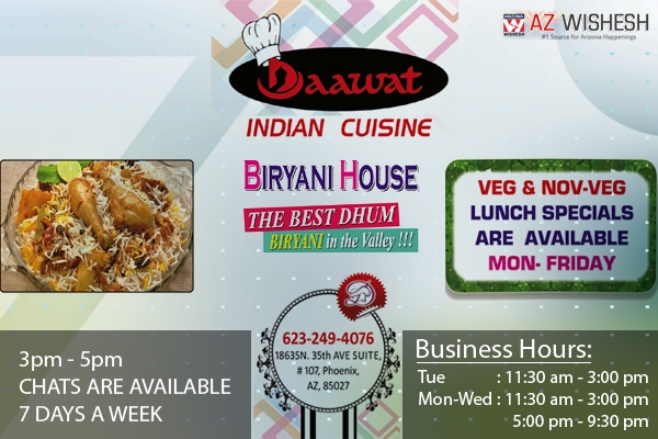 Ethnic Indian Cuisine at Arizona, Daawat